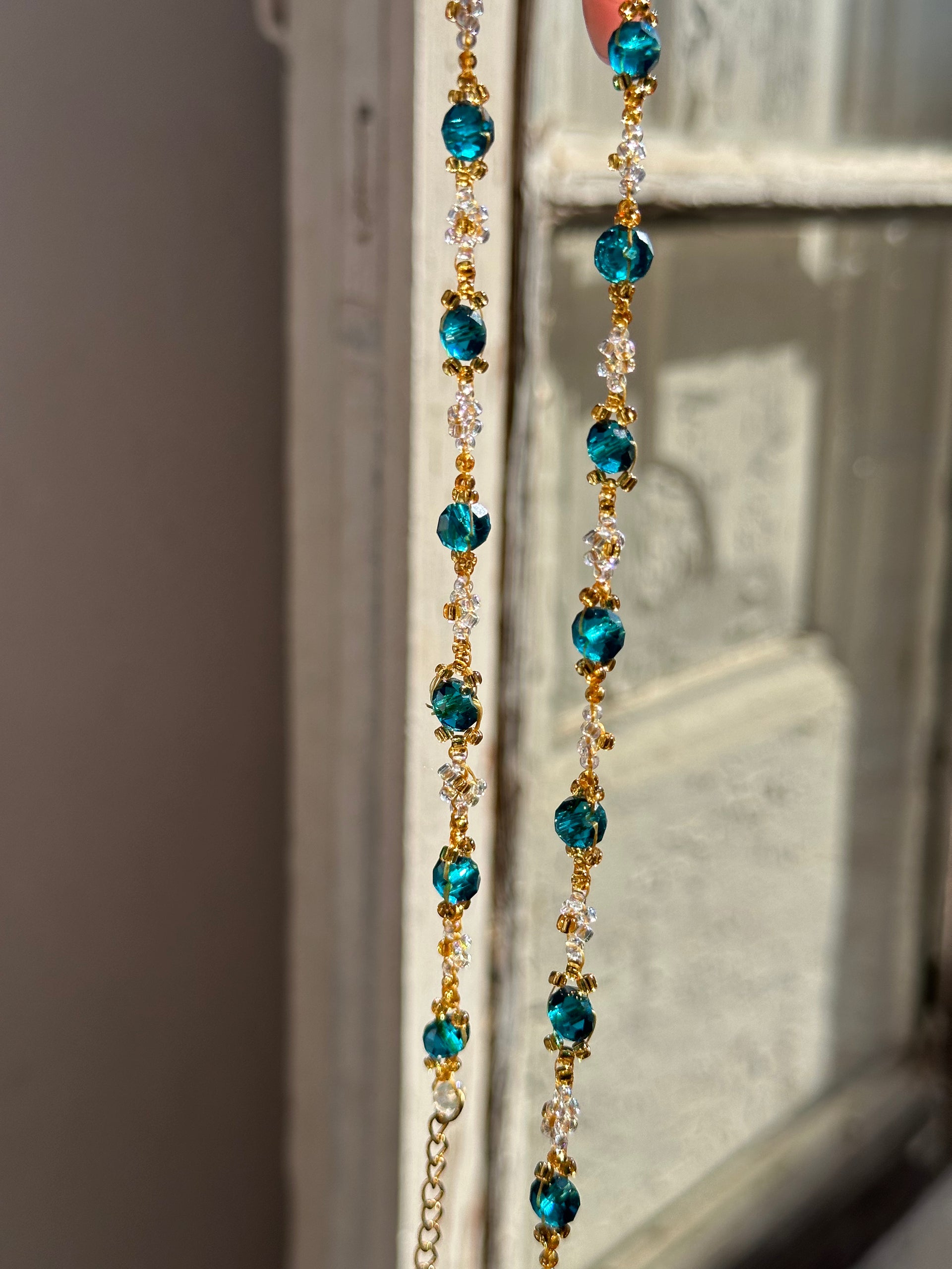 ◆VINTAGE HOLLYWOOD◆ Nature Daisy Beads Necklace VH2479NE00 Vintage Beaded Necklace Carved Daisy Flowers Retro Estate