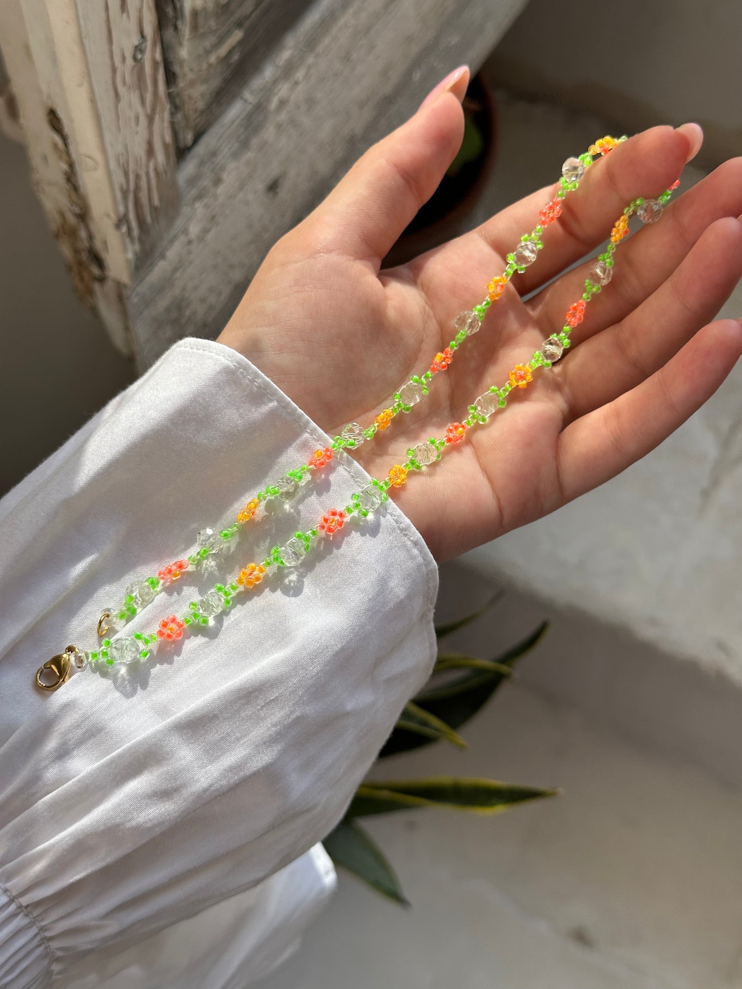 "Daisy" necklaces , flower themed beaded necklaces