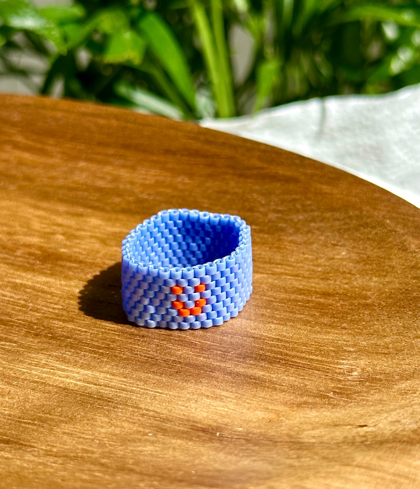 "Pop Smile" , colorful beaded handmade ring