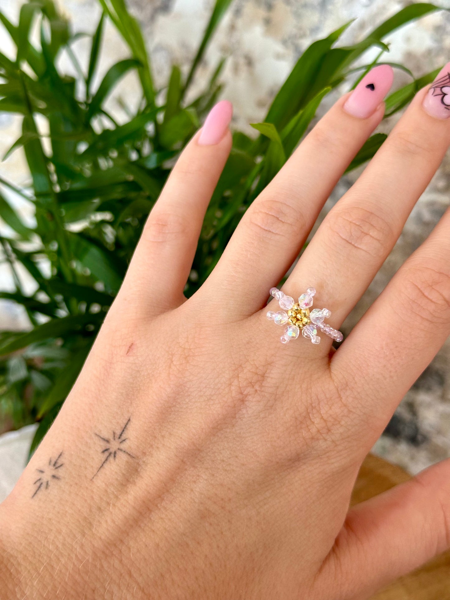 "Blossom Bliss" , floral themed beaded rings