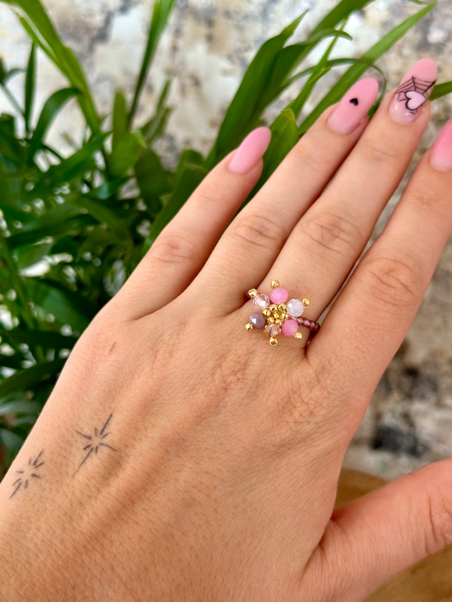 "Blossom Bliss" , floral themed beaded rings