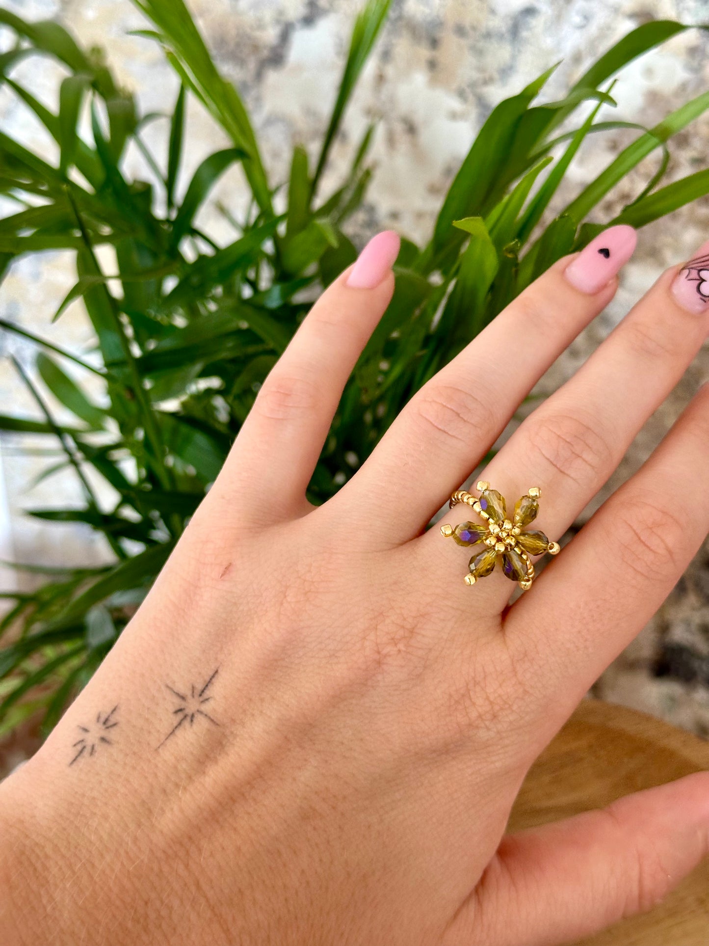 "Blossom Bliss" , floral themed beaded rings