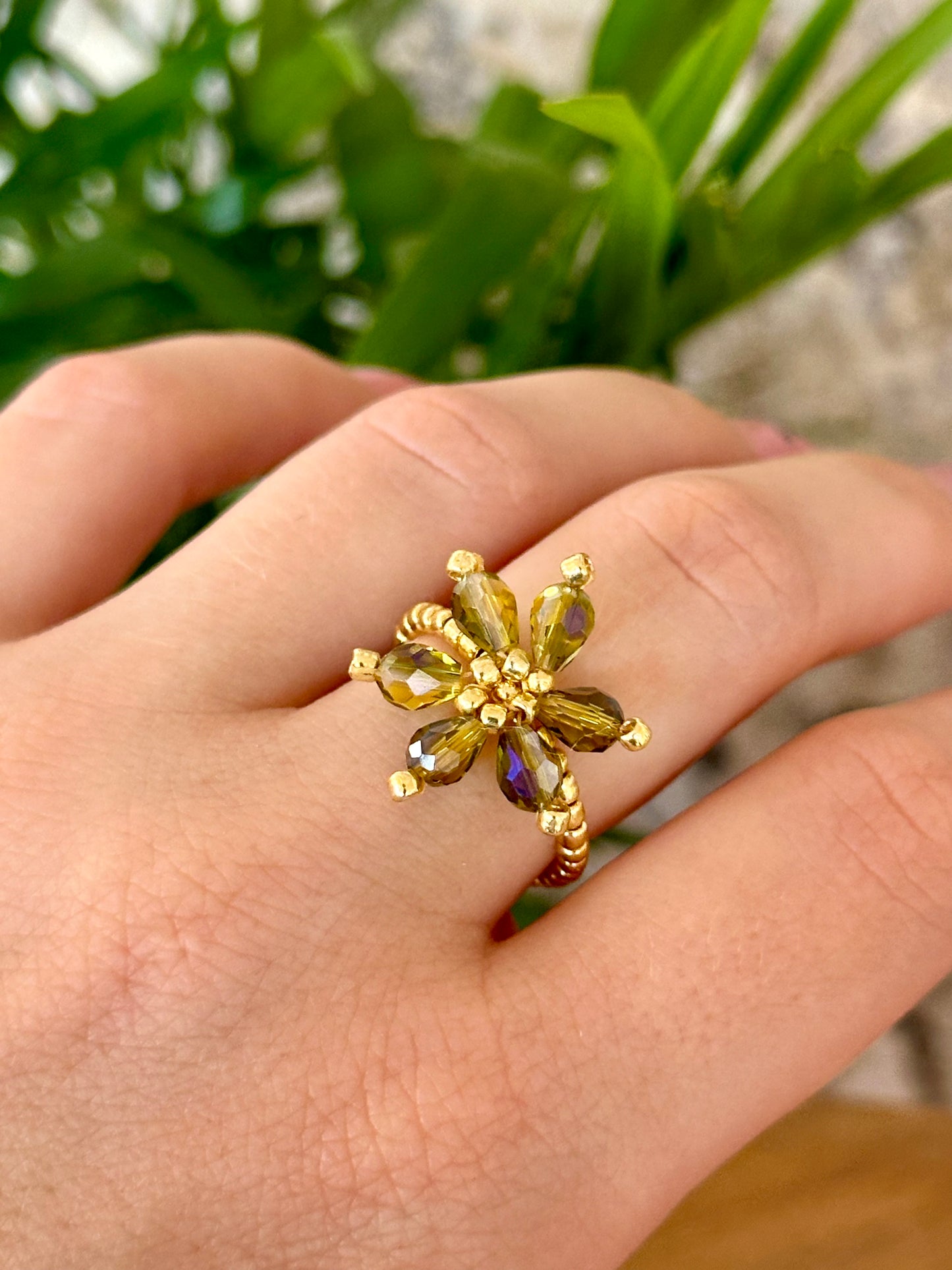 "Blossom Bliss" , floral themed beaded rings